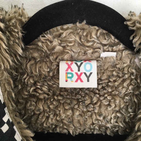 Roxy Black and White Pattern Hooded Winter Jacket - Picture 4 of 7